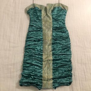 Nicole Miller Teal & Gold Dress